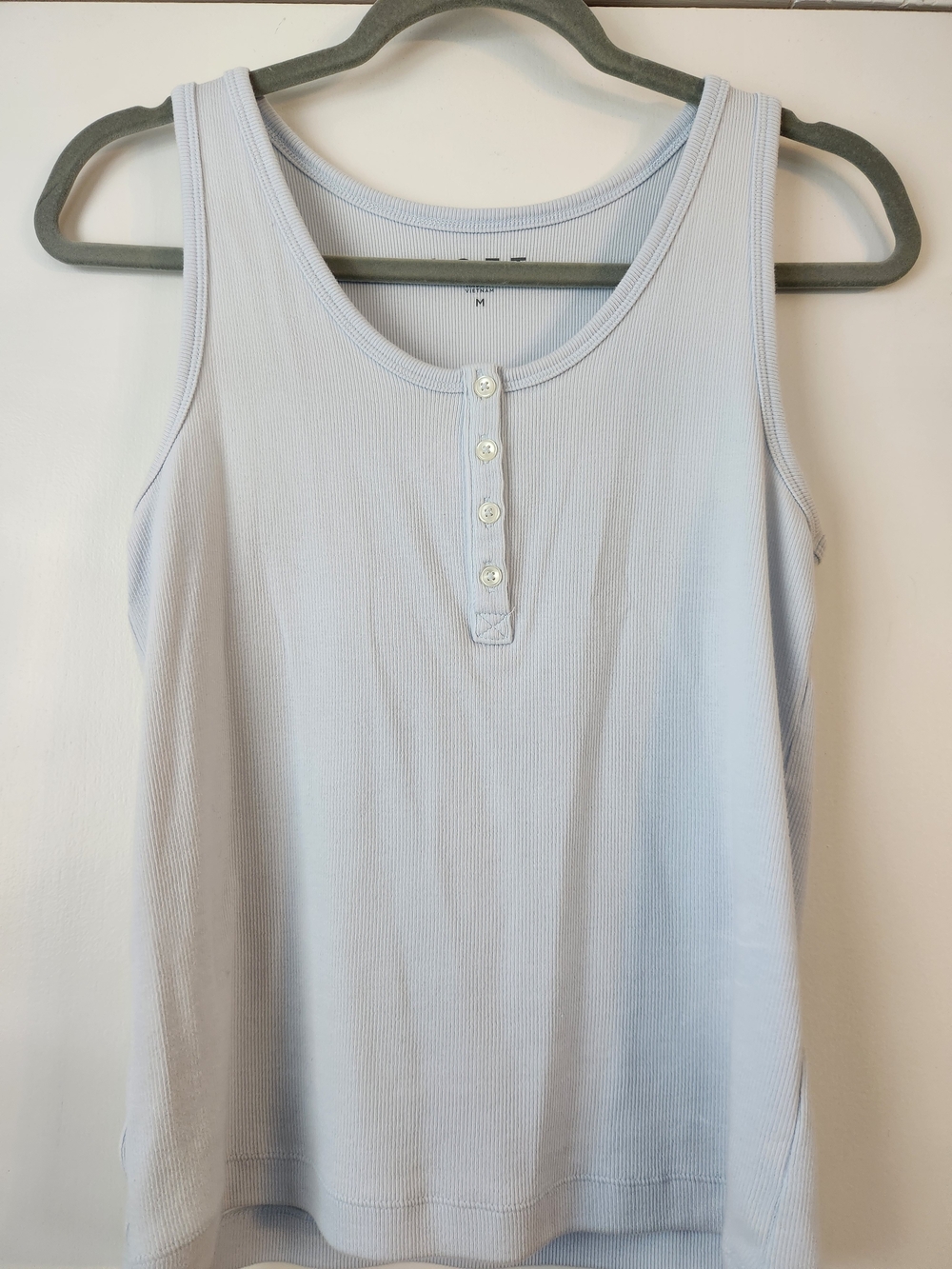 LOFT Light Blue Ribbed Henley Tank